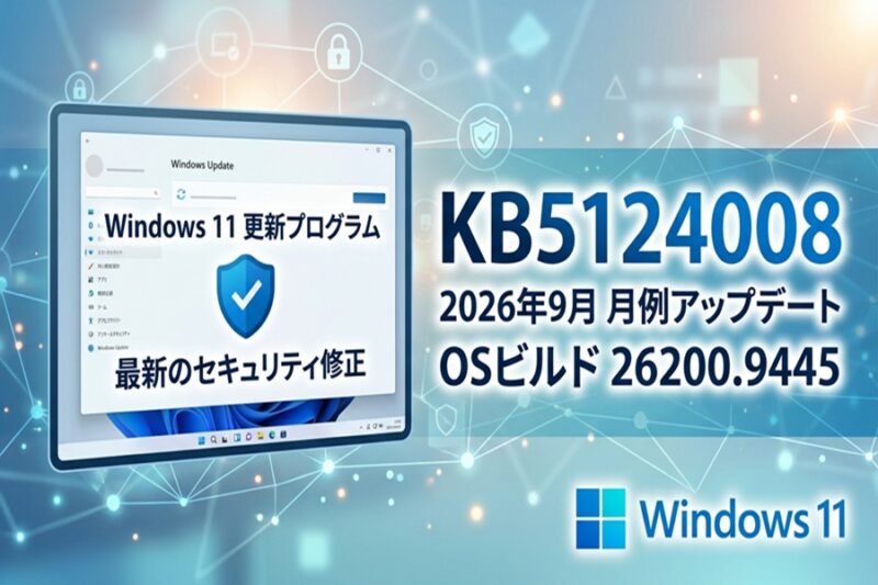 【2026年9月】Windows11 KB5124008（ビルド26200.9445）リリース！更新内容と注意点｜非対応PCは大丈夫？